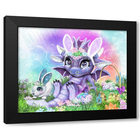 Easter Bunny - Lil DragonZ Black Modern Wood Framed Art Print by Sheena Pike Art