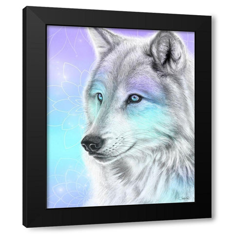 Pastel Dream Wolf Black Modern Wood Framed Art Print with Double Matting by Sheena Pike Art