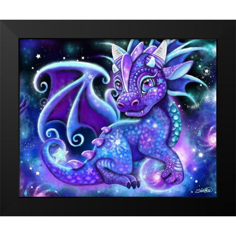 Galaxy Lil Dragonz Black Modern Wood Framed Art Print by Sheena Pike Art