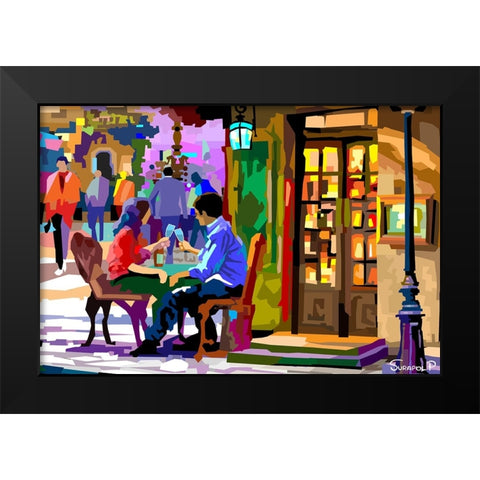 Coffee House Black Modern Wood Framed Art Print by Pansanit, Surapol