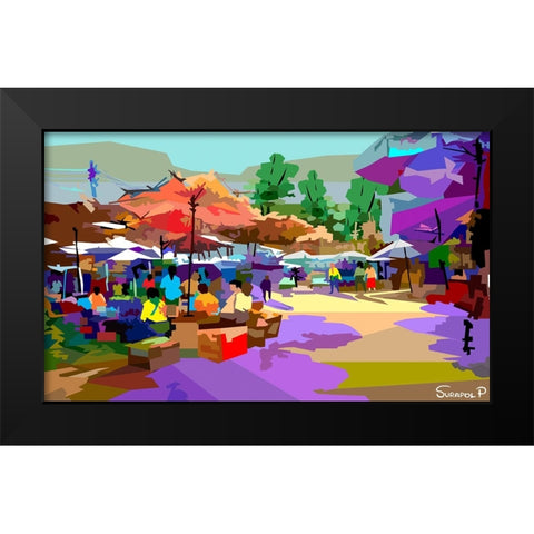 Border Market Black Modern Wood Framed Art Print by Pansanit, Surapol