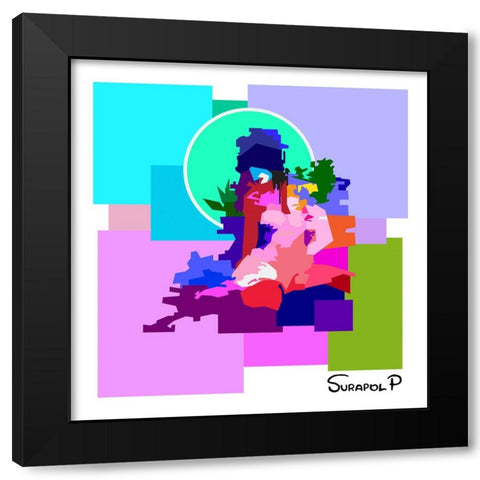 Nude Black Modern Wood Framed Art Print with Double Matting by Pansanit, Surapol
