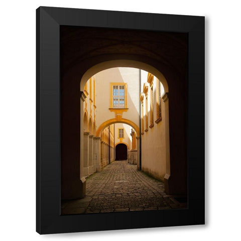 Abbey Hallway Black Modern Wood Framed Art Print by Susan Vizvary Photography