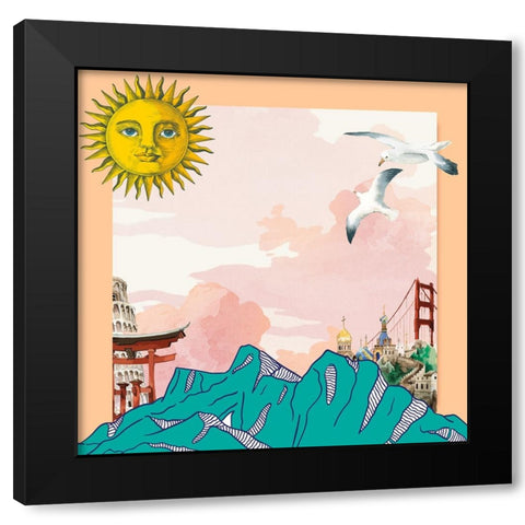 Sunshine State Of Mind Black Modern Wood Framed Art Print with Double Matting by The Font Diva