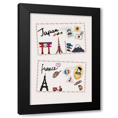 Trip Around The World Black Modern Wood Framed Art Print with Double Matting by The Font Diva