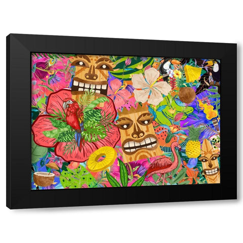 Tiki Tiki Black Modern Wood Framed Art Print by The Font Diva