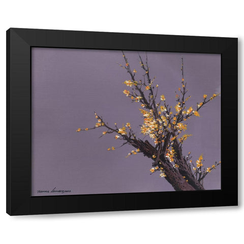 Little Plum Flowers Black Modern Wood Framed Art Print with Double Matting by Leung, Thomas