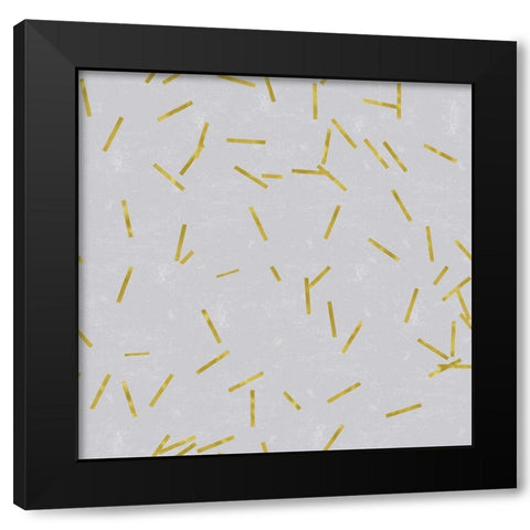 Grey Linen Golden Matchstick Confetti Black Modern Wood Framed Art Print by Lavoie, Tina