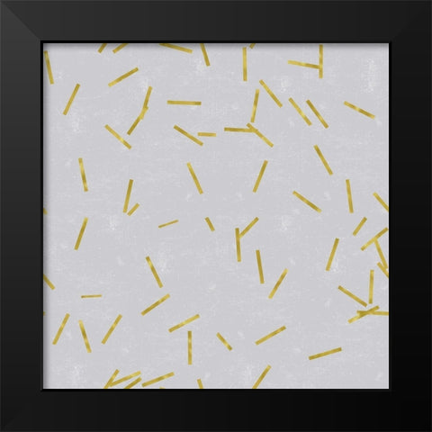 Grey Linen Golden Matchstick Confetti Black Modern Wood Framed Art Print by Lavoie, Tina