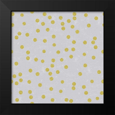 Grey Linen Golden Round Confetti Black Modern Wood Framed Art Print by Lavoie, Tina