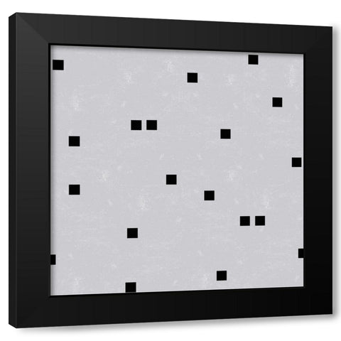 Linen Gray Black Squares Confetti Black Modern Wood Framed Art Print by Lavoie, Tina