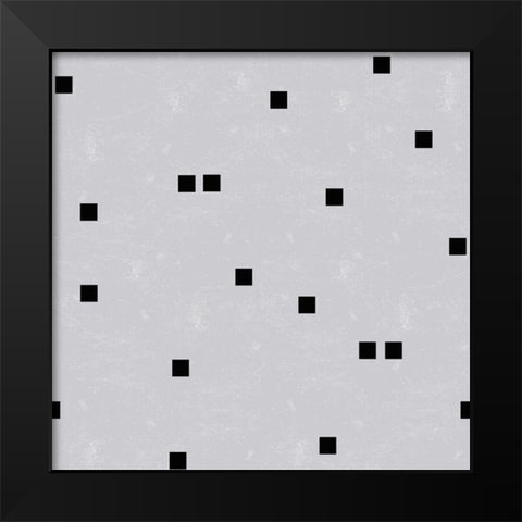 Linen Gray Black Squares Confetti Black Modern Wood Framed Art Print by Lavoie, Tina