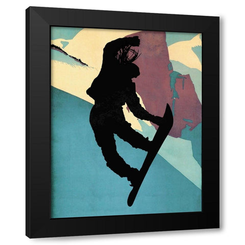 Snowboarding Betty Morning Light Black Modern Wood Framed Art Print with Double Matting by Lavoie, Tina