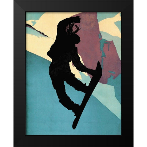 Snowboarding Betty Morning Light Black Modern Wood Framed Art Print by Lavoie, Tina