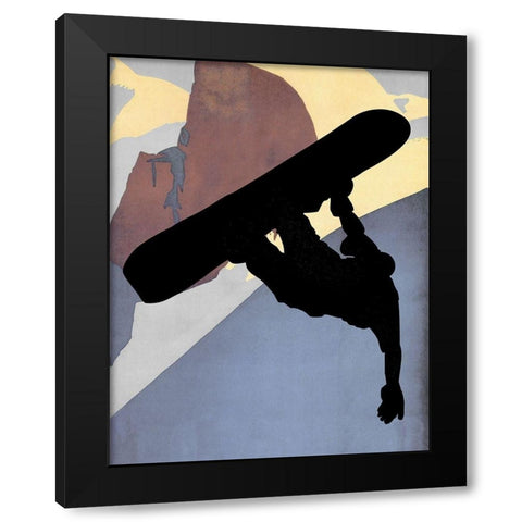 Snowboarding Dude Evening Light Black Modern Wood Framed Art Print with Double Matting by Lavoie, Tina
