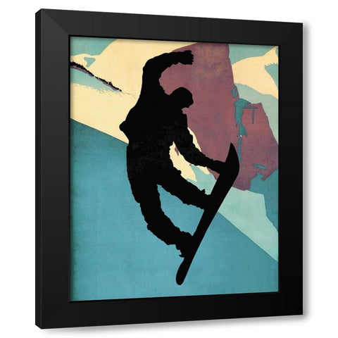 Snowboarding Dude Morning Light Black Modern Wood Framed Art Print by Lavoie, Tina