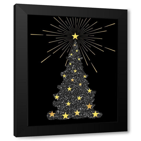 Park Avenue Starry Christmas Tree Black Modern Wood Framed Art Print by Lavoie, Tina