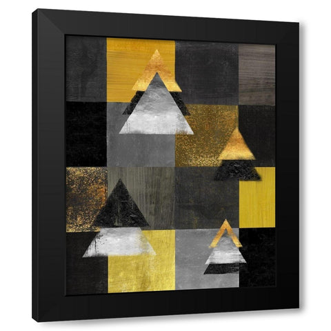Abstract Christmas Trees card Black Modern Wood Framed Art Print by Lavoie, Tina