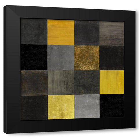 Abstract Geometric Squares Black Modern Wood Framed Art Print by Lavoie, Tina