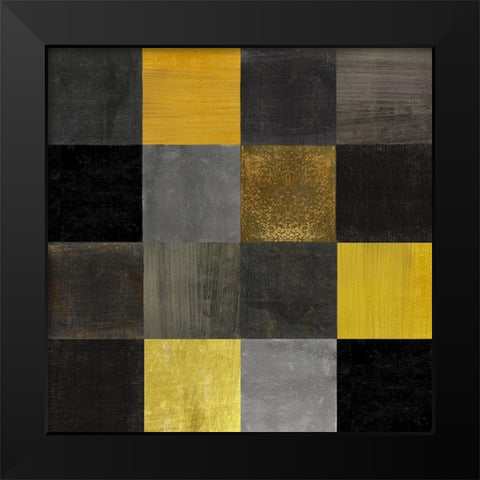 Abstract Geometric Squares Black Modern Wood Framed Art Print by Lavoie, Tina