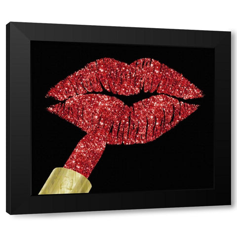 Red Glitter Lipstick Black Modern Wood Framed Art Print with Double Matting by Lavoie, Tina
