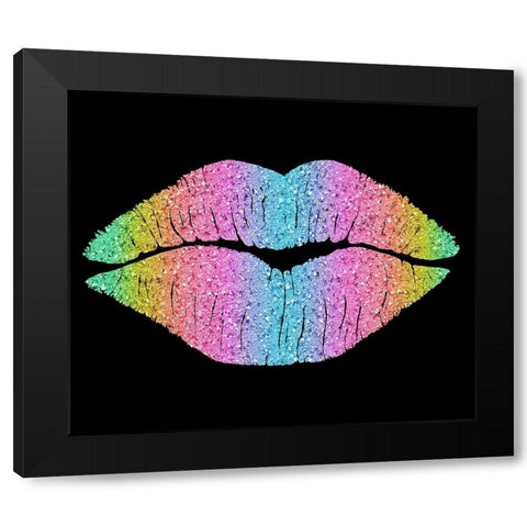 Rainbow Kissing Lips Black Modern Wood Framed Art Print with Double Matting by Lavoie, Tina