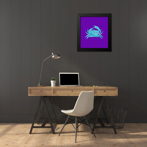 Sponge Crab Aqua Black Modern Wood Framed Art Print by Lavoie, Tina