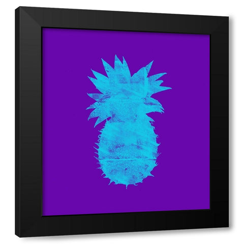 Sponge Pineapple Aqua Black Modern Wood Framed Art Print with Double Matting by Lavoie, Tina