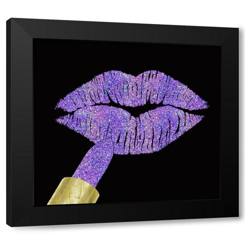 Iridescent Glitter Kiss Lavender Black Modern Wood Framed Art Print with Double Matting by Lavoie, Tina