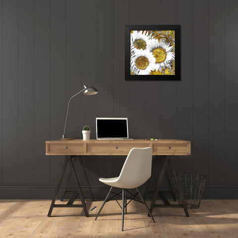 Gray Day Sunflowers Black Modern Wood Framed Art Print by Lavoie, Tina