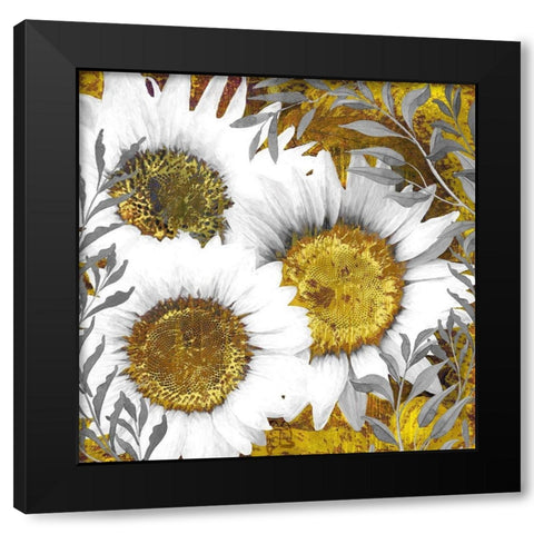 Gray Day Sunflowers Black Modern Wood Framed Art Print with Double Matting by Lavoie, Tina