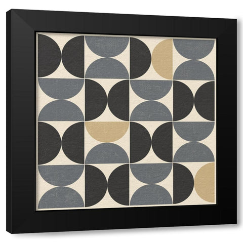 Minimalist Abstract Geometric 70s Style Black Modern Wood Framed Art Print by Lavoie, Tina