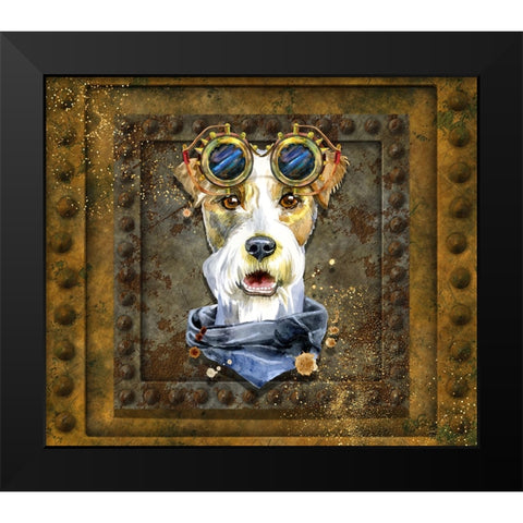 Steampunk Airedale Terrier Black Modern Wood Framed Art Print by Mitchell, Tina