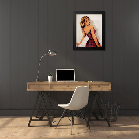 Polka Dot Dress Black Modern Wood Framed Art Print by TMBorenstein