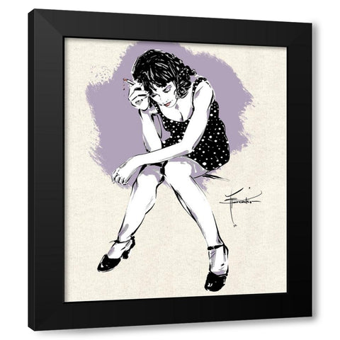 Sitting Alone Black Modern Wood Framed Art Print with Double Matting by TMBorenstein