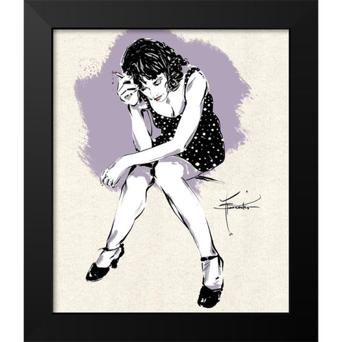 Sitting Alone Black Modern Wood Framed Art Print by TMBorenstein