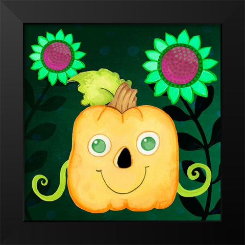 Happy Pumpkin 2 Black Modern Wood Framed Art Print by Wade, Valarie