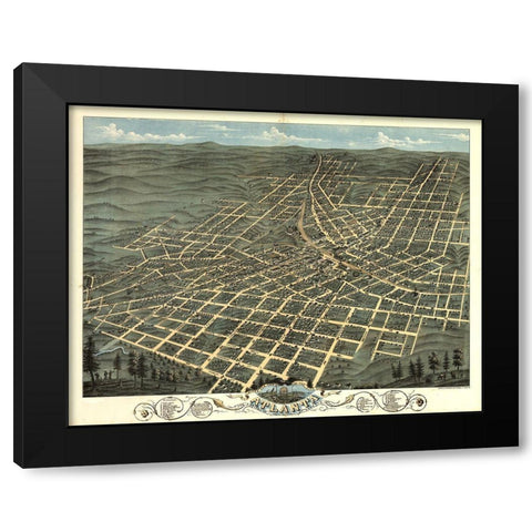 Atlanta Map II Black Modern Wood Framed Art Print by Vintage Apple Collection