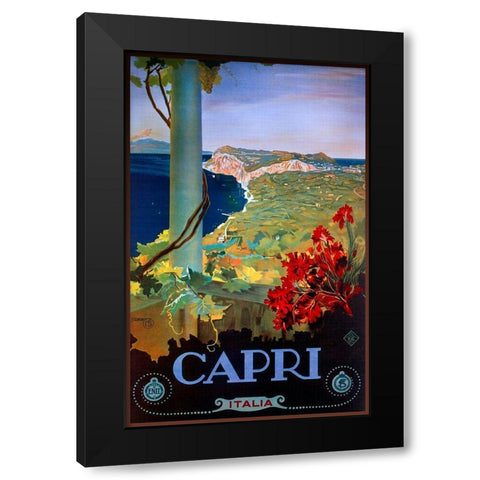 Capri Italia Black Modern Wood Framed Art Print with Double Matting by Vintage Apple Collection