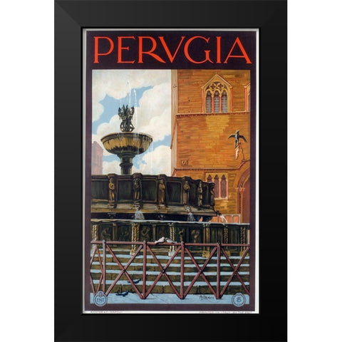 Perugia Black Modern Wood Framed Art Print by Vintage Apple Collection