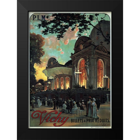 Vichy France Black Modern Wood Framed Art Print by Vintage Apple Collection