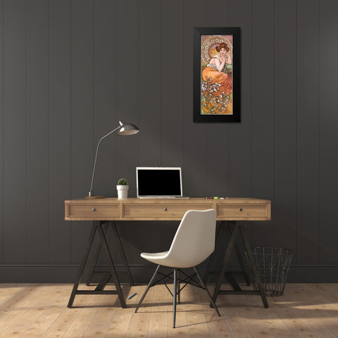 Mucha Topaz Black Modern Wood Framed Art Print by Vintage Apple Collection