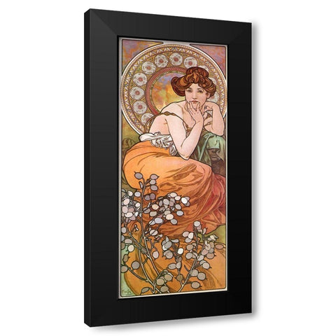 Mucha Topaz Black Modern Wood Framed Art Print by Vintage Apple Collection