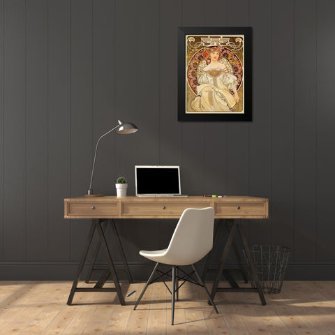 Mucha Reverie Black Modern Wood Framed Art Print by Vintage Apple Collection