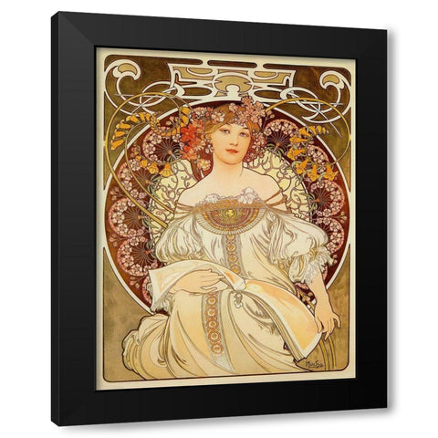 Mucha Reverie Black Modern Wood Framed Art Print by Vintage Apple Collection