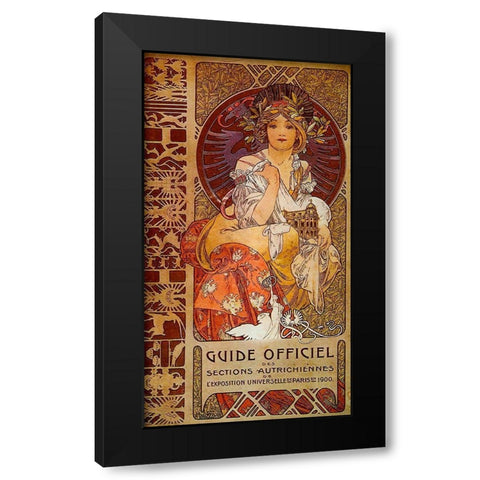 Mucha Guide Officiel Black Modern Wood Framed Art Print by Vintage Apple Collection