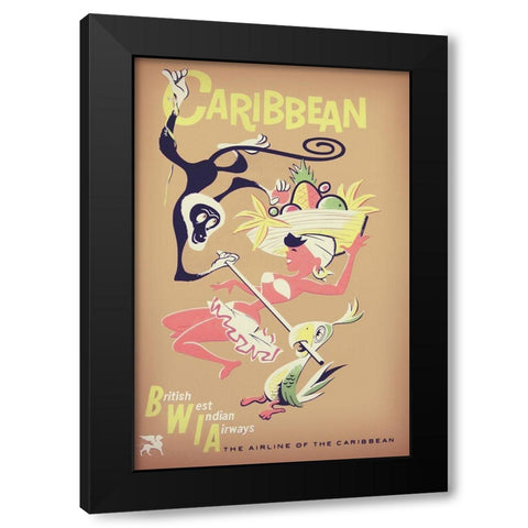 carribean Black Modern Wood Framed Art Print by Vintage Apple Collection