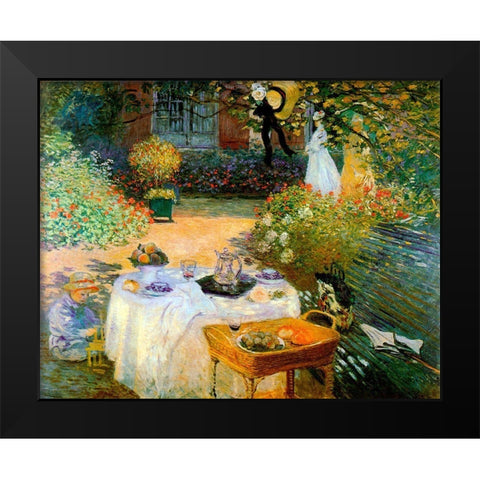 Monet-A Luncheon Black Modern Wood Framed Art Print by Vintage Apple Collection