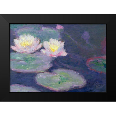 Monet-Crop Water Lilies Black Modern Wood Framed Art Print by Vintage Apple Collection