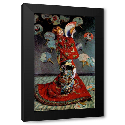 Monet-Japanese Dress Black Modern Wood Framed Art Print with Double Matting by Vintage Apple Collection